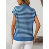 Women's V-Neck Sleeveless Knit Top Striped Collared Sweater for Casual Style - 2 of 4