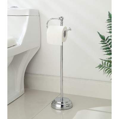 Chrome Free Standing Toilet Paper Roll Holder Stand