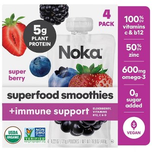 Noka Organic Superfood Smoothie Super Berry + Immune Support - 16.9oz/4pk - 1 of 4