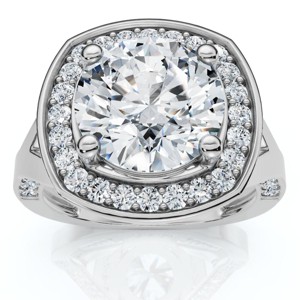 Pompeii3 Certified 3 5/8Ct Cushion Halo Diamond Engagement Ring 14k Gold Lab Created F/VS - 1 of 4