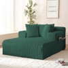 Mjkone 1PC Corduroy Sleeper Sofa Chair,51"Single Seat Chaise Lounge Chair With Pillows,Wide Armrest,Cup Holder,Storage - 2 of 4