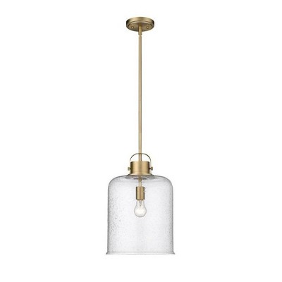 Kinsley Heirloom Gold 12" Transitional Seeded Glass Pendant Light