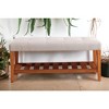 Vynxaria Charla Light Gray Fabric & Oak Finish Bench - 3 of 4