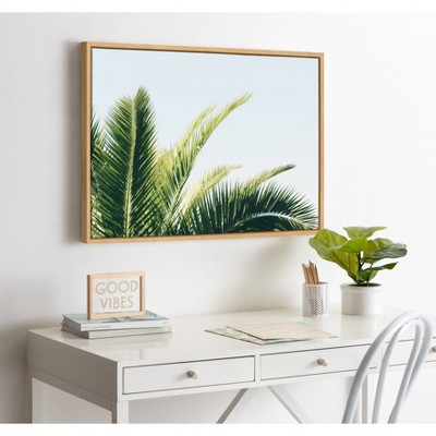 Tropical Palm Under Blue Sky Framed Canvas Print