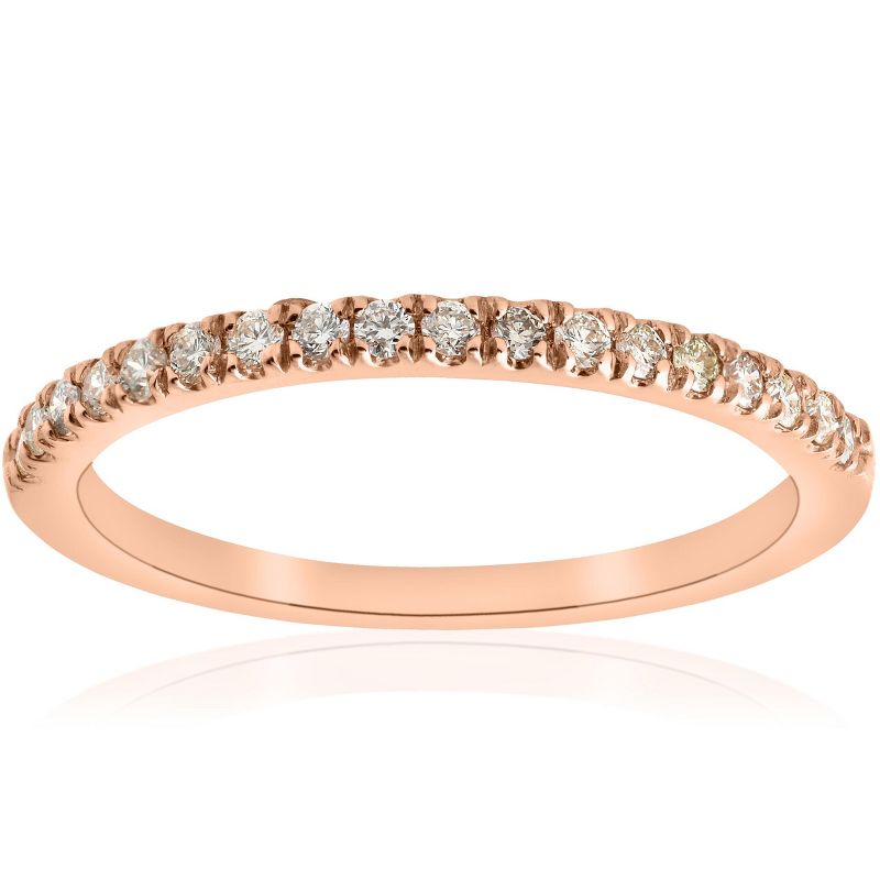 Pompeii3 1/4ct Diamond Ring Stackable Engagement Womens Wedding Band 14K Rose Gold, 1 of 5