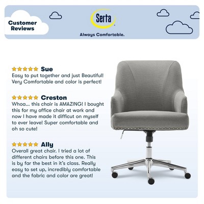 Leighton Medium Gray Fabric Swivel Home Office Chair with Memory Foam