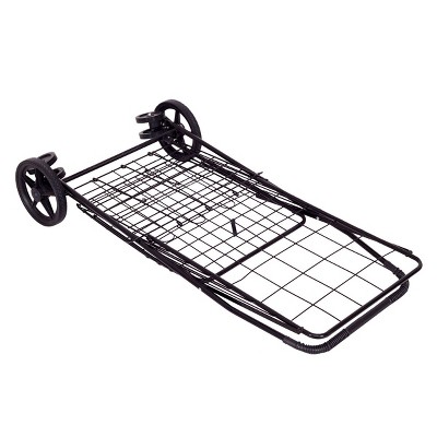 Black Metal Folding Shopping Cart with Swivel Wheels