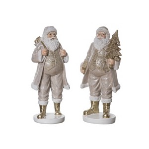 Transpac Large Resin Elegant Santa Figurine Set of 2 Christmas Home Decorations - 1 of 1