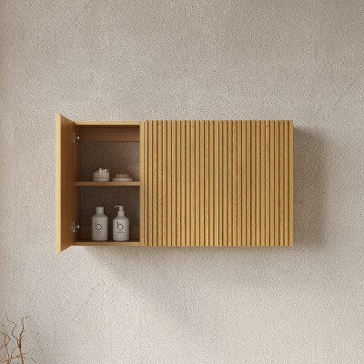 Akoasm 41 Inch Narrow Bathroom Storage Cabinet Composed of 3 With Drawers And Shelves Used Combination Individually-Oak