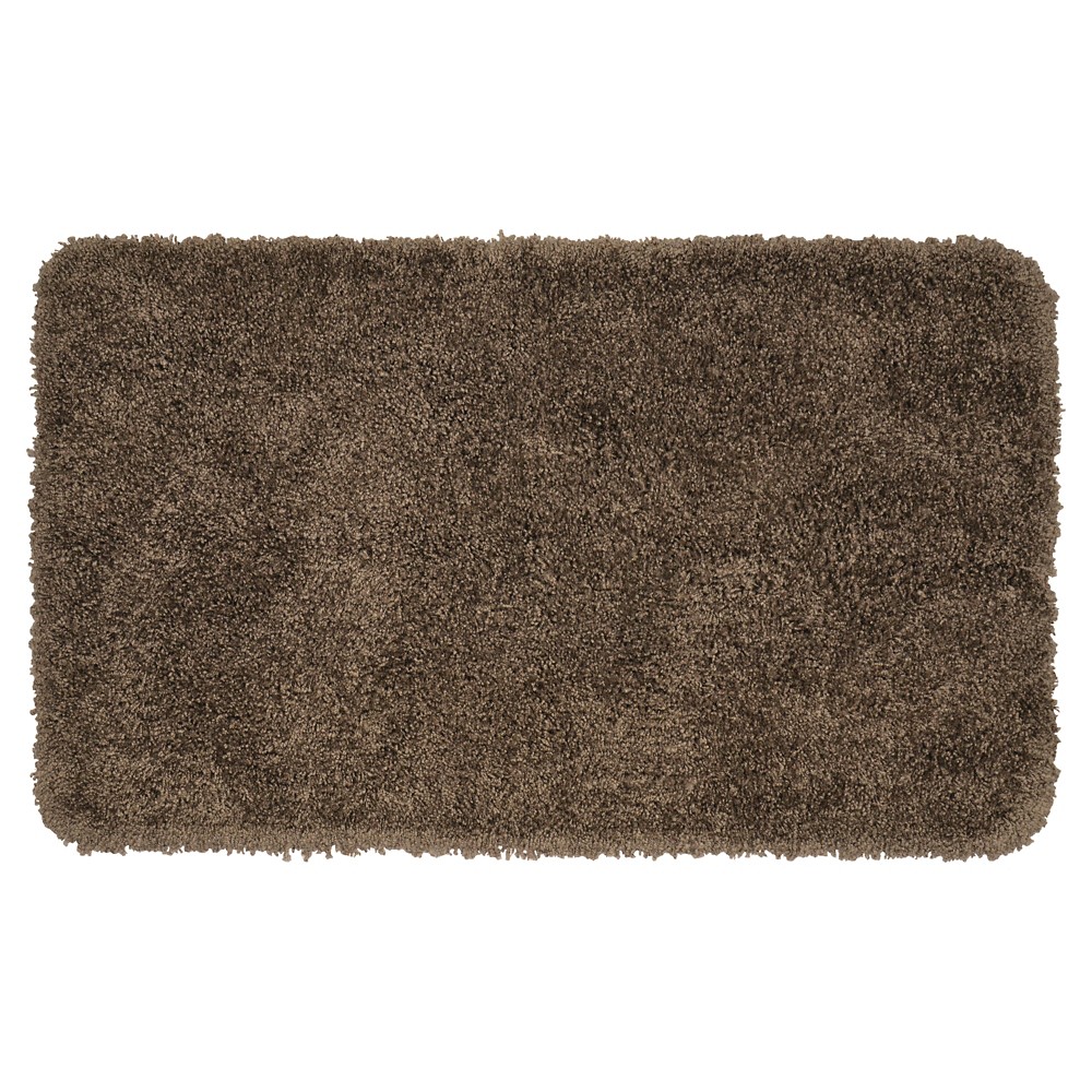30inx50in Serendipity Solid Shaggy Washable Nylon Bath Rug Chocolate - Garland