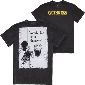 Mens Guinness Lovely Day March Front and Back Premium Mineral Wash T-Shirt - Medium - 1 of 4