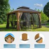 VisioGear 12'x12' Outdoor Hardtop Gazebo, Wooden Coated Gazebo, Patio Gazebo with Galvanized Steel Double Roof, Wood-Looking, 11.25*11.25*10.08" - 3 of 4