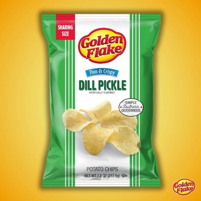 Golden Flake Dill Pickle Potato Chips - 7.5oz