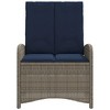 41.3"Reclining Patio Bench with Cushions Gray Poly Rattan - 3 of 4
