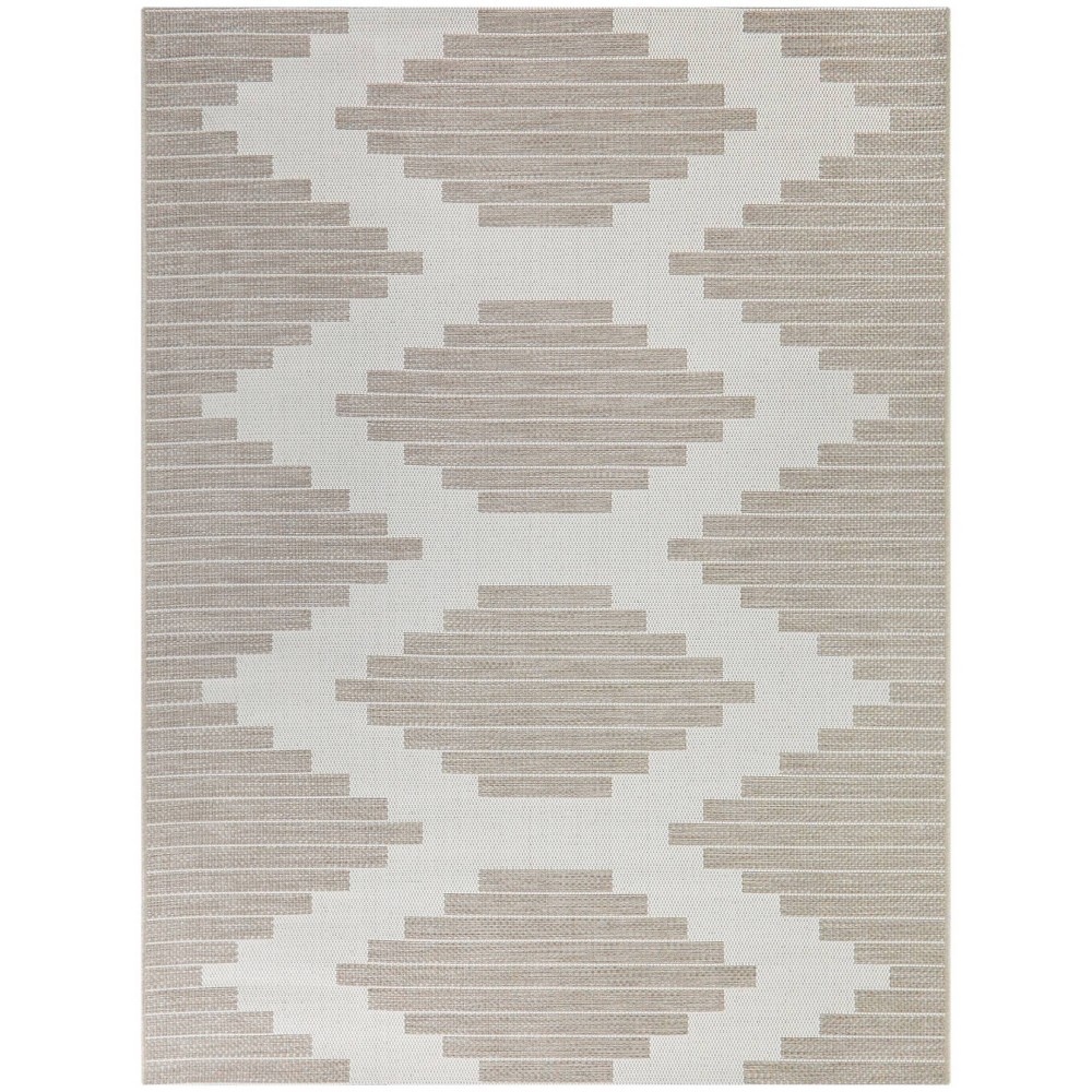  x 10' Victor Striped Trellis Rectangular Indoor/Outdoor Rug Tan