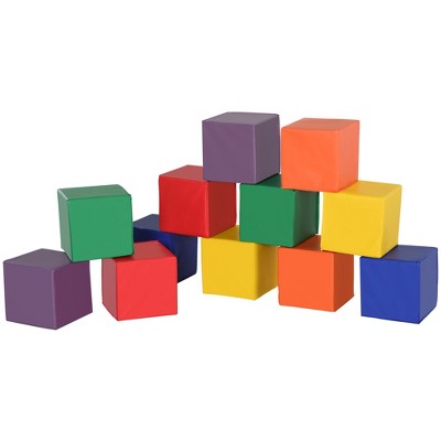 Soozier 12 Piece Soft Play Blocks Soft Foam Toy Building and Stacking Blocks Compliant Learning Toys for Toddler Baby Kids Preschool