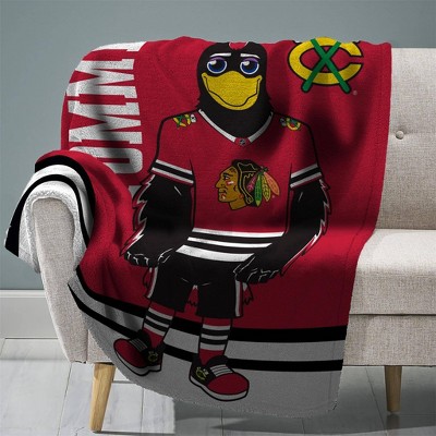 NHL Chicago Blackhawks Tommyhawk 60" X 80" Raschel Plush Super Soft Throw Blanket