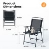 Pellebant 2pc Patio Folding Chairs 2-Pack Dining Chairs Outdoor Portable Sling with Armrest - 2 of 4