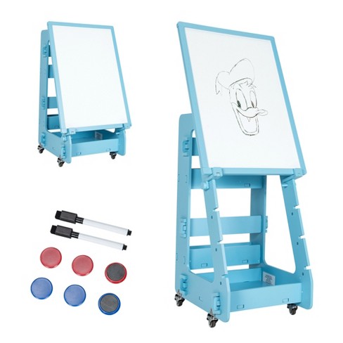Kids Easel with Wooden Paper roll Holder Double-Sided Whiteboard