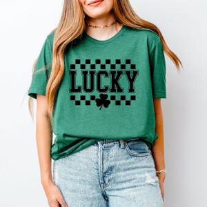 Simply Sage Market Checkered Lucky Shamrock Short Sleeve Tee - 1 of 4
