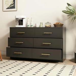 CIPACHO Modern Black 6-Drawer Dresser with Gold Handles Spacious Storage Chest for Bedroom Living Room Hallway Entryway - 1 of 4