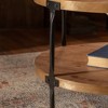 TiramisuBest Round two-ply Coffee Table Handcrafted Relief Sturdy Pedestal Wooden Olive-Shaped Tea Table for Living Room - 4 of 4