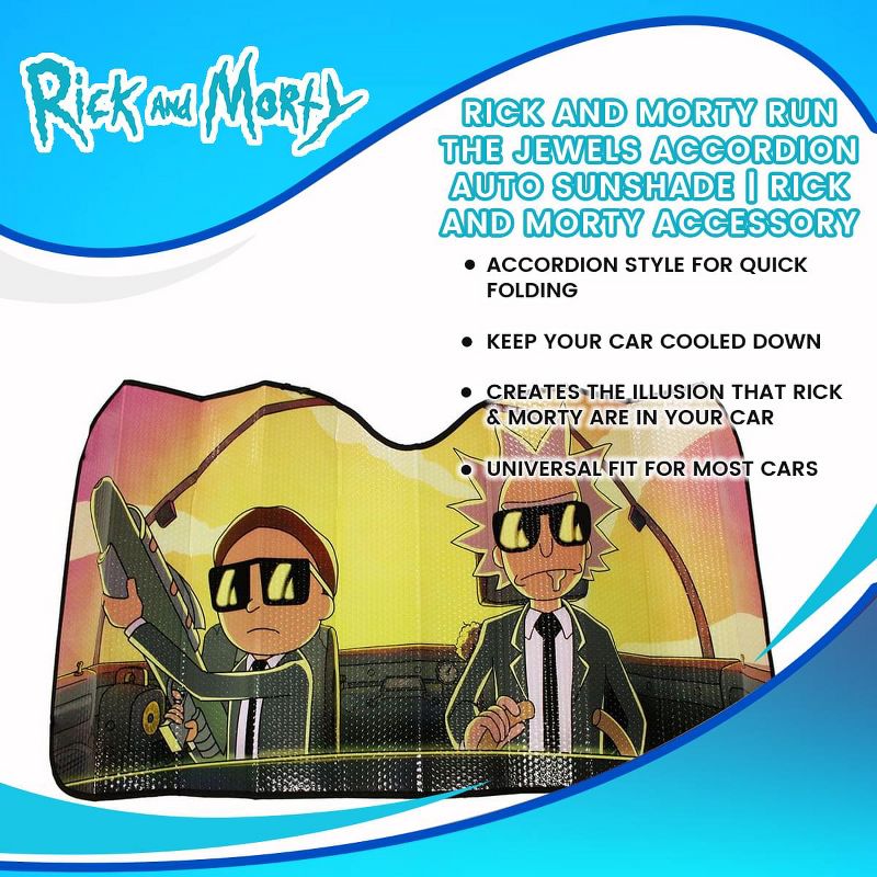 Just Funky Rick and Morty Run the Jewels Accordion Auto Sunshade | Rick And Morty Accessory, 2 of 5