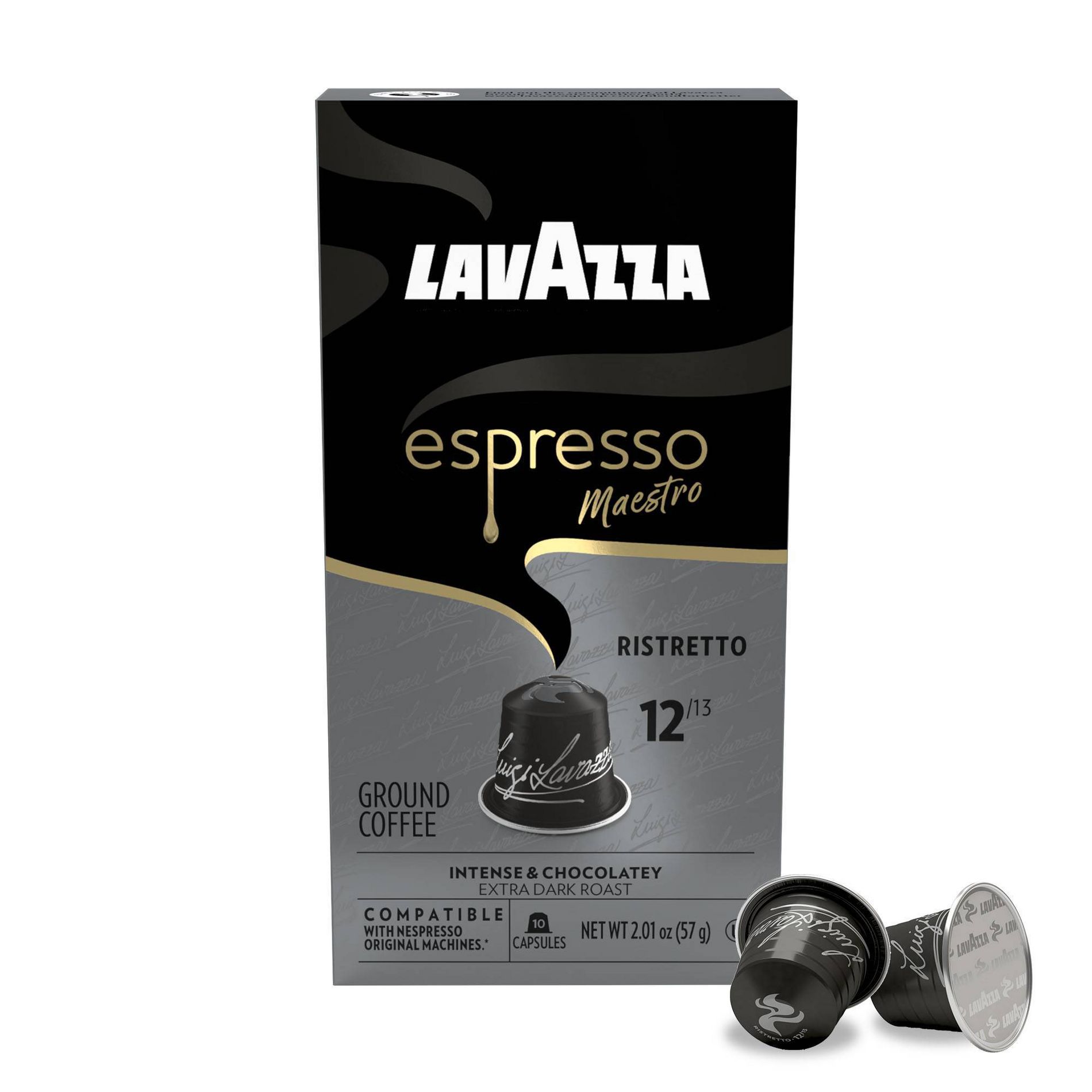 Lavazza Espresso Maestro Ristretto Aluminum Nespresso Compatible Dark Roast Coffee Capsules -10ct
