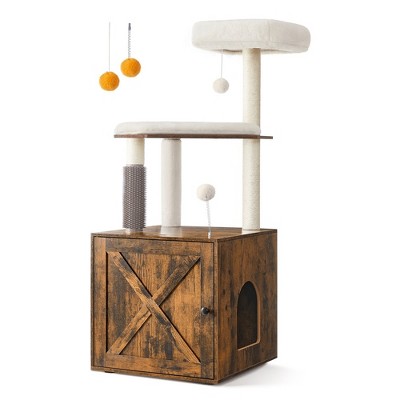 Feandrea WoodyWonders Cat Tree with Litter Box Enclosure, 2-in-1 Modern Cat Tower for Indoor Cats, 52.8-Inch Cat Condo