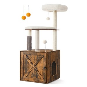 Feandrea WoodyWonders Cat Tree with Litter Box Enclosure, 2-in-1 Modern Cat Tower for Indoor Cats, 52.8-Inch Cat Condo - 1 of 4