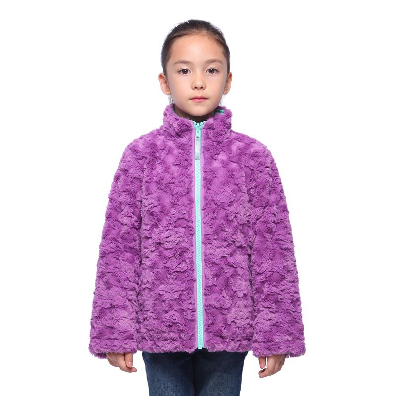 Rokka&Rolla Girls' Reversible Fleece Jacket Puffer Coat, 1 of 12