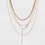Mixed Chain Layered Necklace - Universal Thread™ Worn Gold