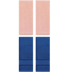 REGALWOVEN 4 Pcs Bathroom Decorative Cotton Soft Absorbent Sold Striped Hand Towel - 1 of 4