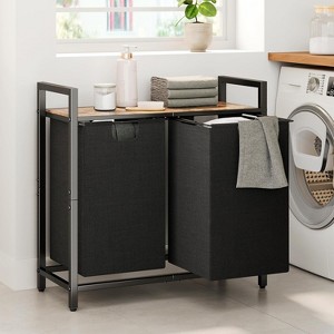Laundry basket organizer with shelves and 2 detachable bags, for dirty laundry baskets in the laundry room, bathroom, and dormitory - 1 of 4