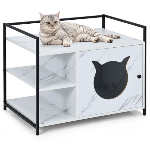  Yaheetech Cat Litter Box Enclosure, Hidden Cat Washroom with  Storage Shelf & Adjustable Inner Space, Pet Side Table Decorative Hidden Cat  Home Storage Cabinet Bench for Living Room : Pet Supplies