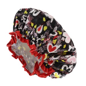 Unique Bargains Women Portable Heart-Shaped Shower Cap Black 1 Pc - 1 of 3