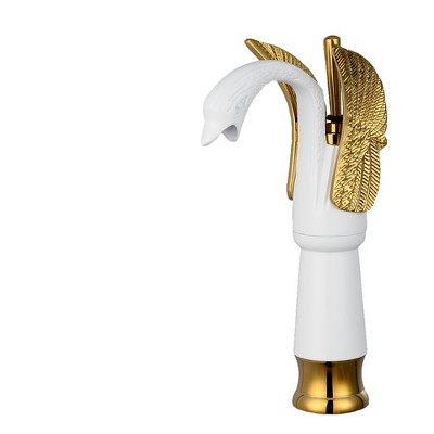 BWE Swan Single Hole Single Handle Bathroom Vessel Sink Faucet With Pop Up Drain