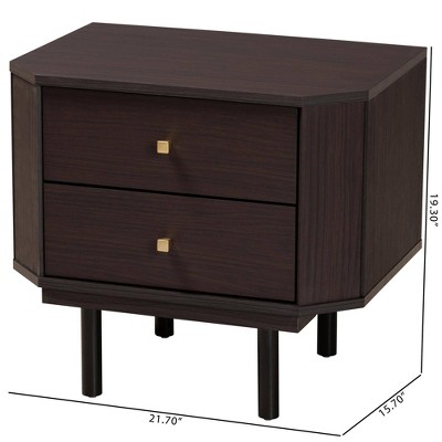 Norwood Espresso Brown and Black 2-Drawer Wooden End Table