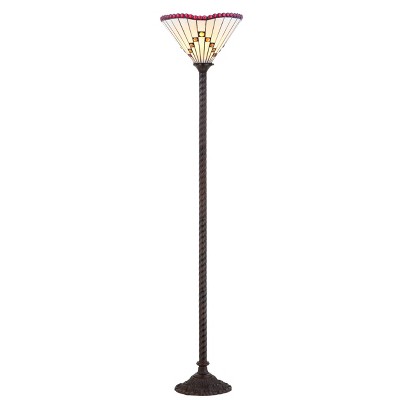 70.5" Smith Tiffany Style Torchiere Floor Lamp (Includes LED Light Bulb) Bronze - JONATHAN Y