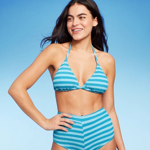 Women's Textured Striped Triangle Bikini Top - Wild Fable™ : Target