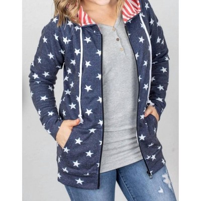 Women's Stars and Stripes Zip Up Hoodie - Michelle Mae