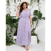 Women's Plus Size V-Neck Swing Dress – Elegant Crossover Hem & Side Slit Detail for Casual & Dressy Occasions - 3 of 4