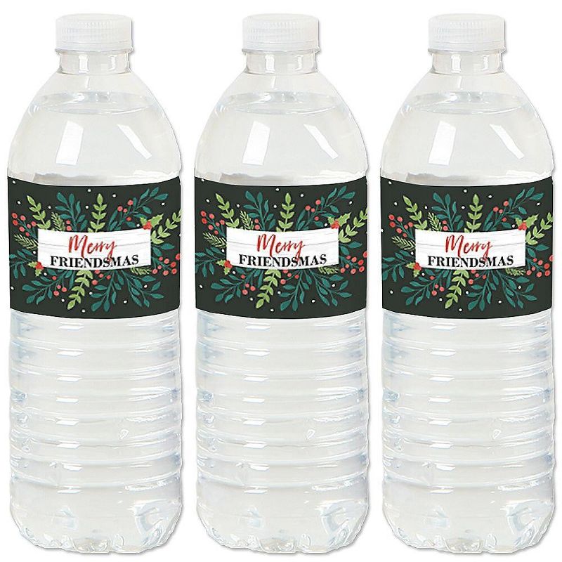 Big Dot of Happiness Rustic Merry Friendsmas - Friends Christmas Party Water Bottle Sticker Labels - Set of 20, 1 of 5