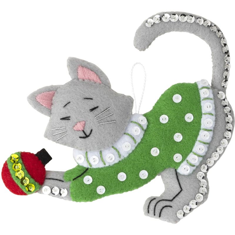 Bucilla Felt Ornaments Applique Kit Set Of 6-Cats In Ugly Sweaters, 5 of 8