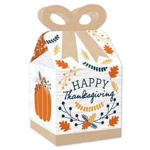 Big Dot of Happiness Happy Thanksgiving - Square Favor Gift Boxes - Fall Harvest Party Bow Boxes - Set of 12 - 1 of 4