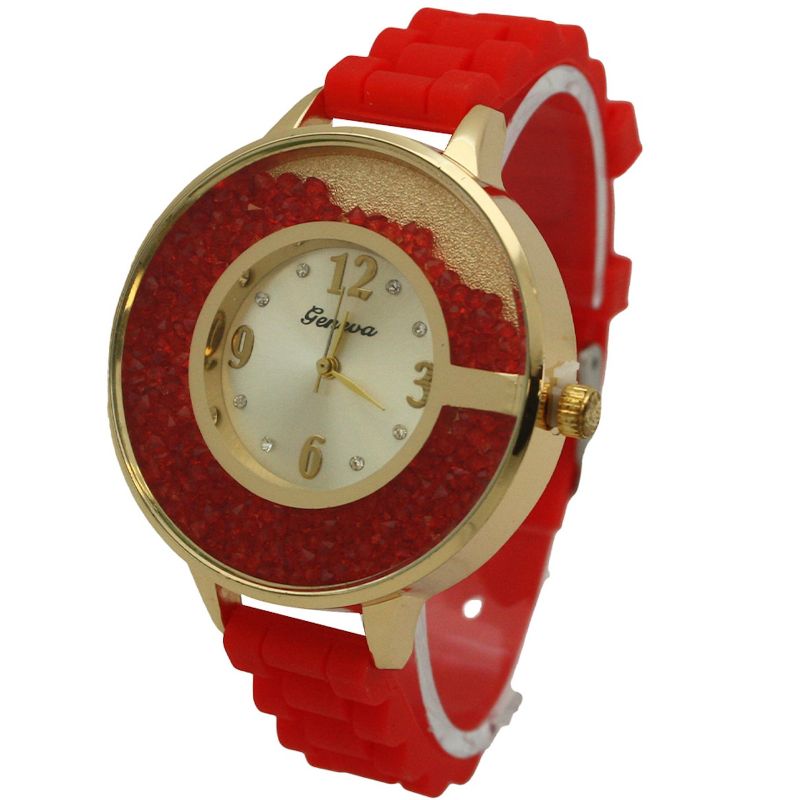 OLIVIA PRATT FLOATING COLORFUL STONES SILICONE STRAP WATCH, 5 of 7