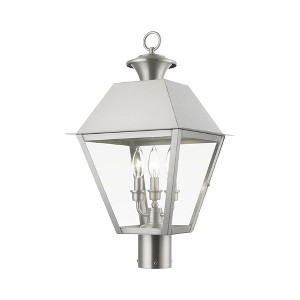 Livex Lighting Wentworth 3 - Light Post Light in  Brushed Nickel - 1 of 4