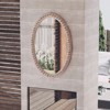 JIONJOY Distressed Wood Oval Mirror - Rustic Farmhouse Accent, Beaded Frame - 3 of 4
