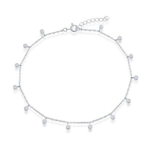 Bella Silver Sterling Silver, Bezel-Set CZ Charms Chain - Available Colors: Silver, Gold, Rose - 1 of 2