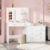 Make Up Vanity Desk with Mirror and Lights, 3 Lighting Modes Vanity Organizer with Adjustable Brightness, Storage Drawer & Shelves - 3 of 4
